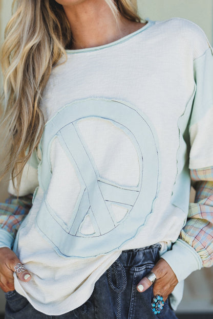 Patch Your Soul Peace Top - Oatmeal