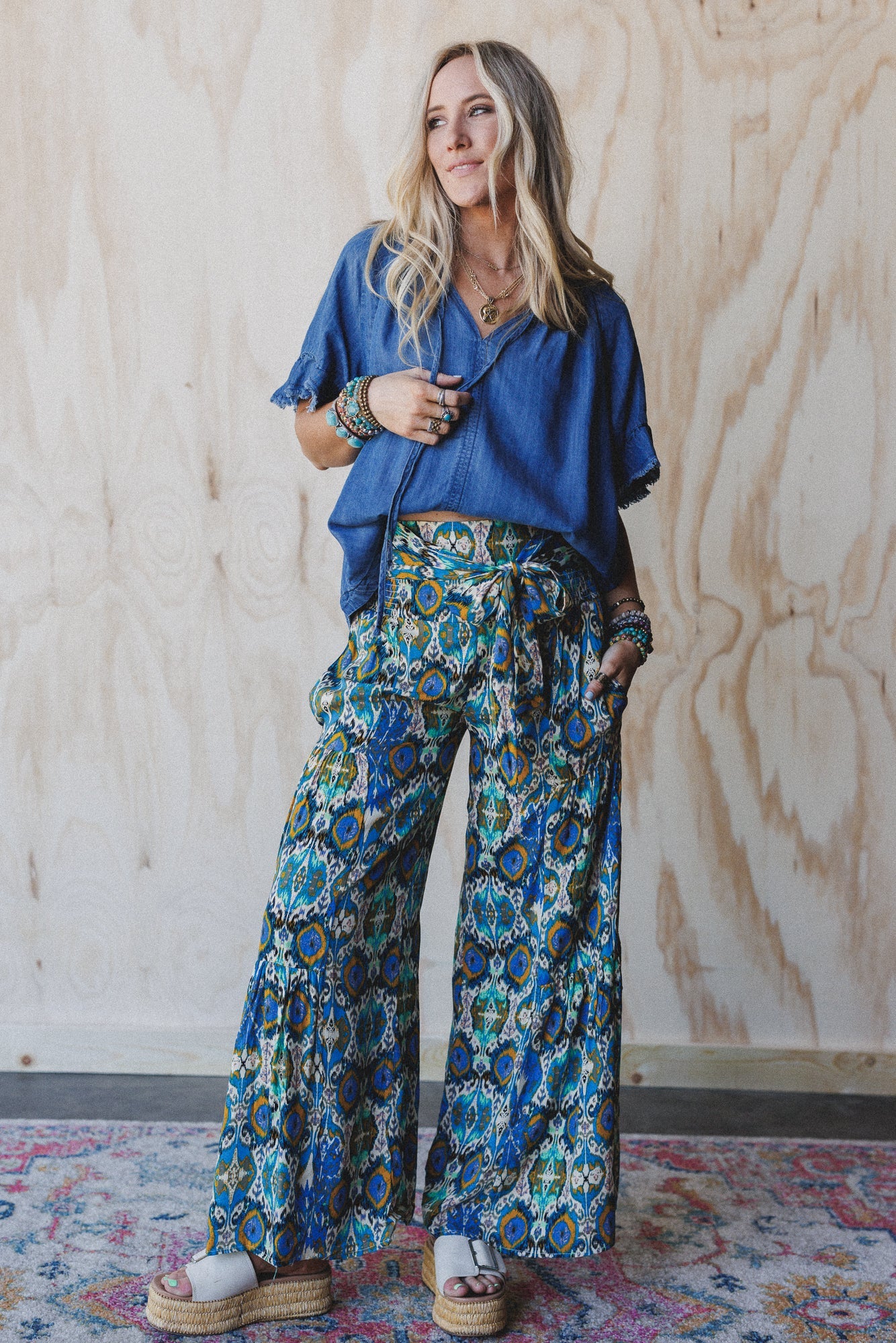 The Nest Secret Admirer Printed Pants - Blue Multi