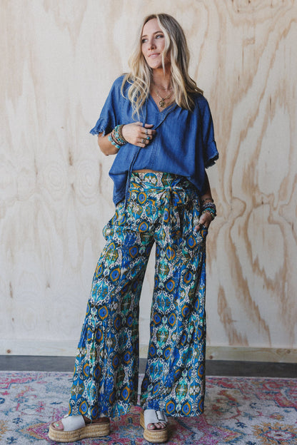The Nest Secret Admirer Printed Pants - Blue Multi