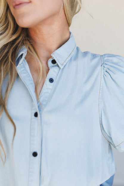 Simple Bliss Button Down Top - Blue
