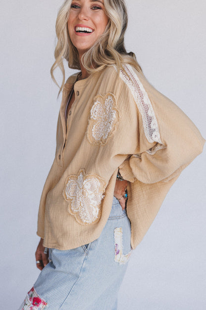 Soul Stir Crochet Trim Top - Yellow