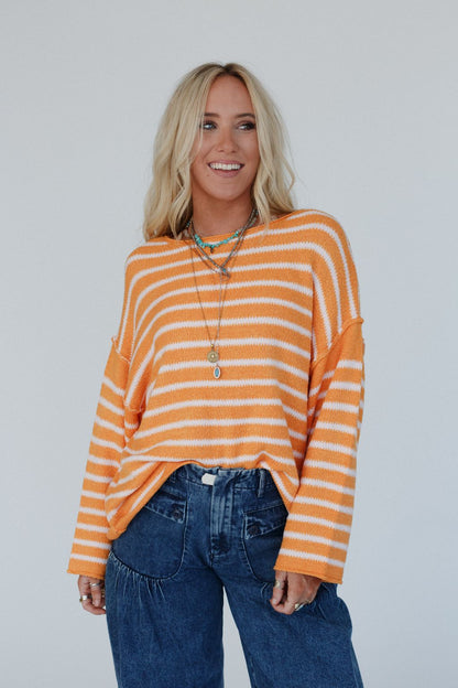 All My Stripes Oversized Sweater - Apricot