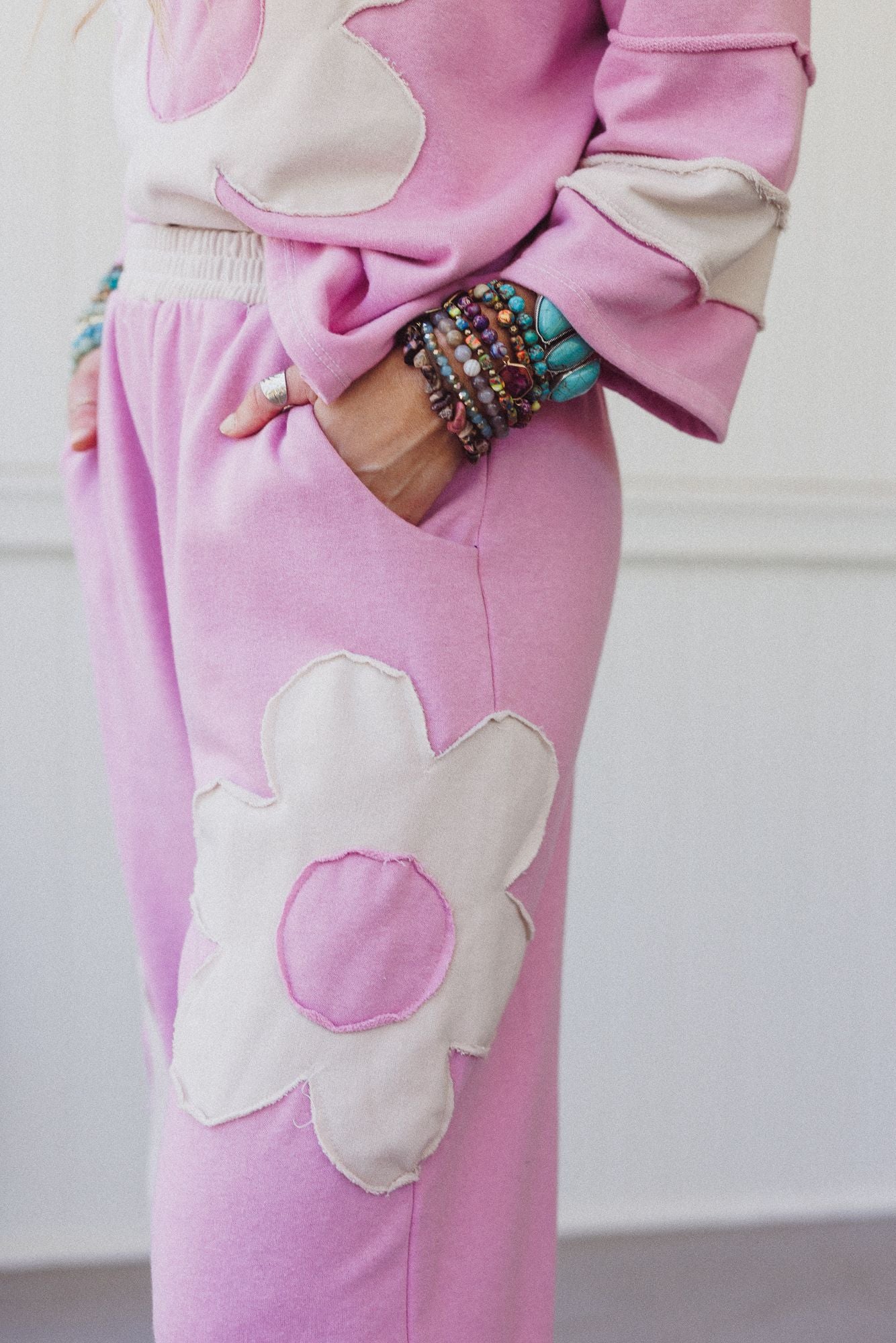 Drift Path Flower Patched Pants - Lilac