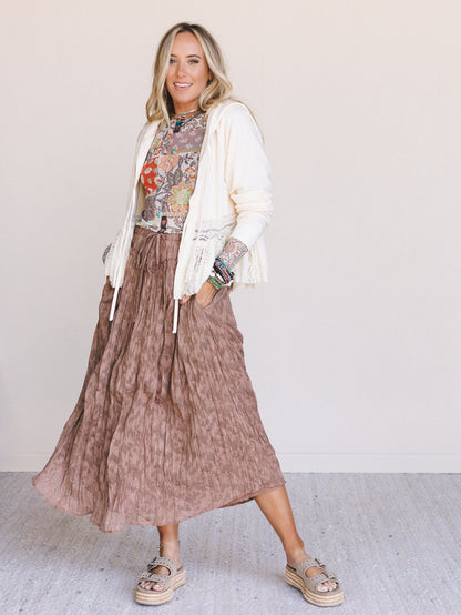 Coyote Bloom Floral Maxi Skirt - Brown