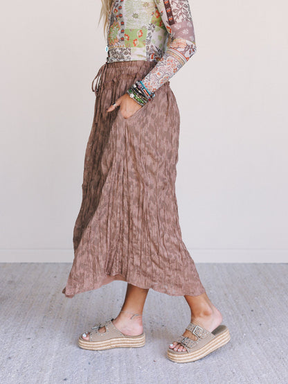Coyote Bloom Floral Maxi Skirt - Brown