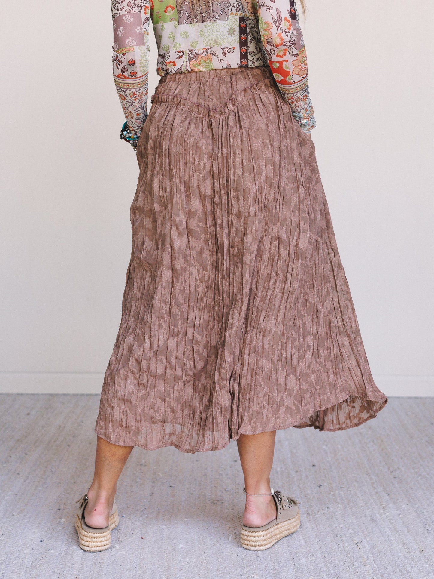 Coyote Bloom Floral Maxi Skirt - Brown