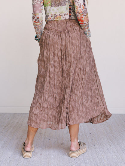 Coyote Bloom Floral Maxi Skirt - Brown