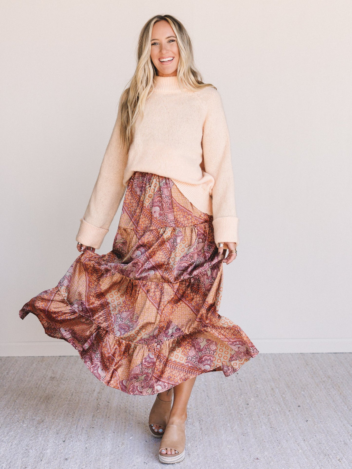 Fern Print Skirt - Hazelnut