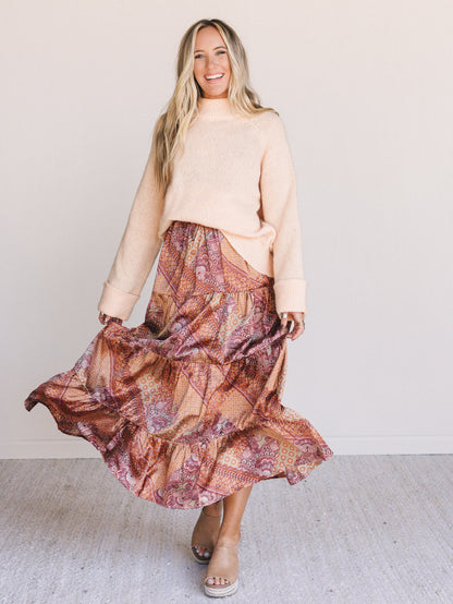 Fern Print Skirt - Hazelnut