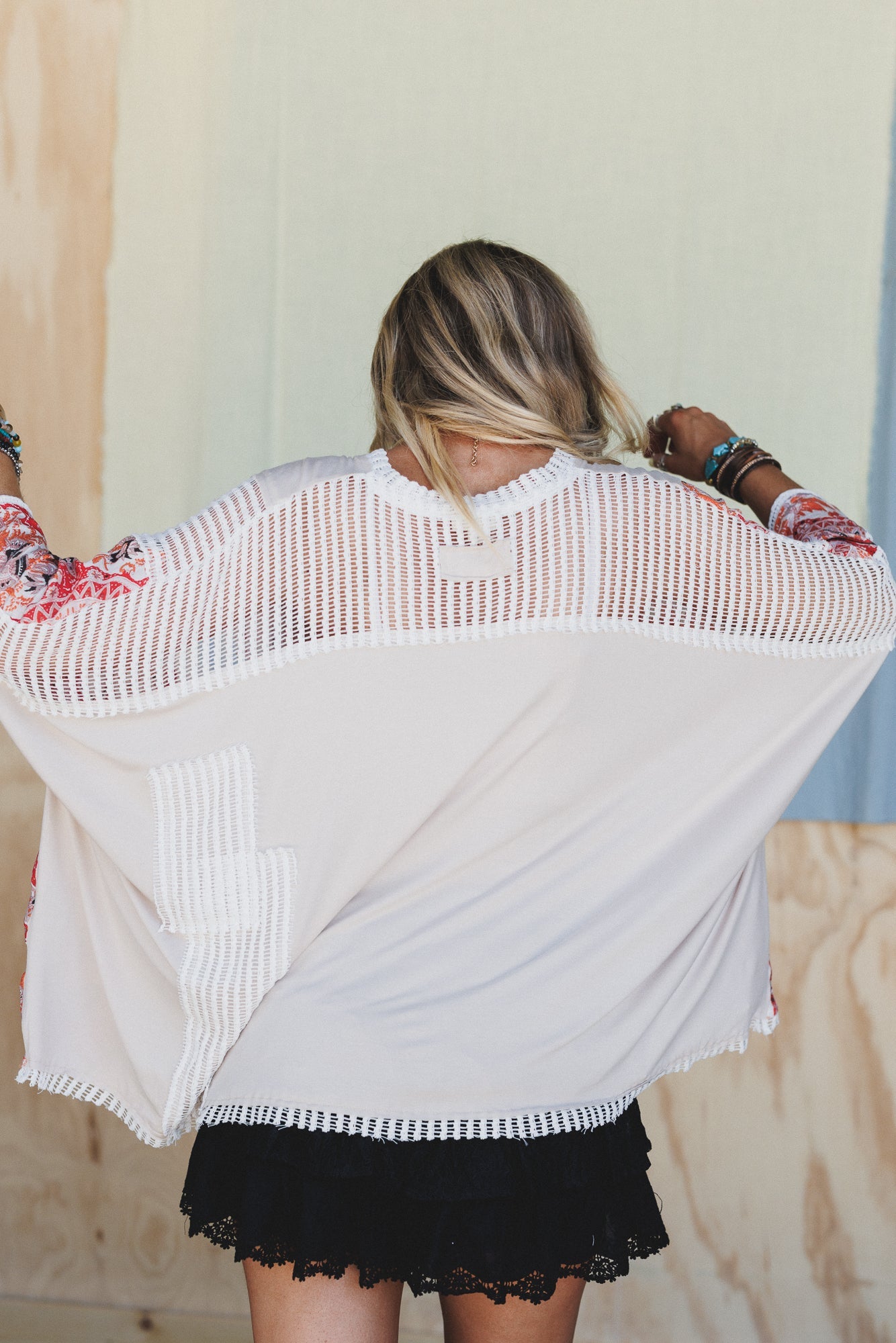 Floral Coast V Neck Top - Oatmeal