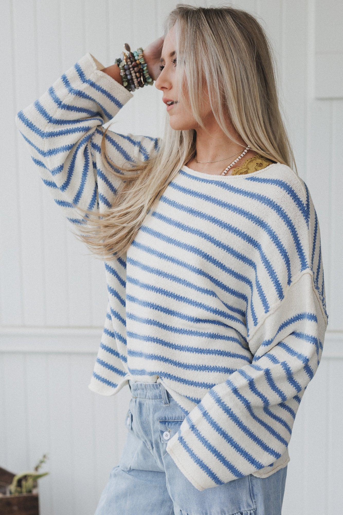 All My Stripes Oversized Sweater - Blue