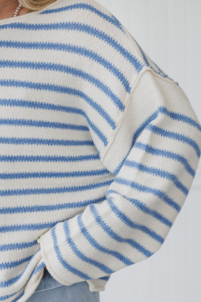 All My Stripes Oversized Sweater - Blue