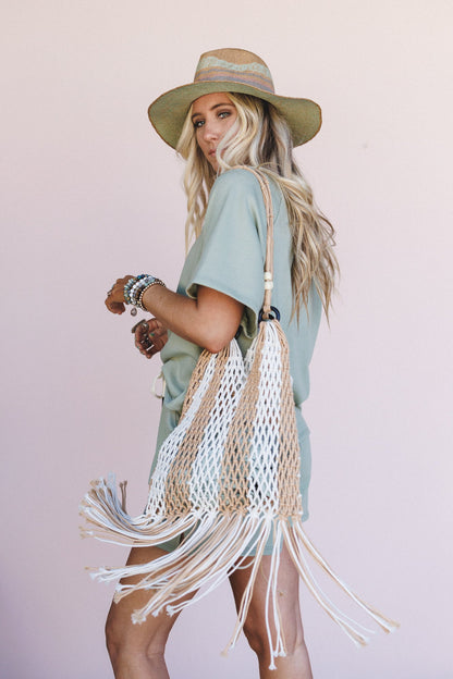 Campfire Fringe Shoulder Bag - Beige