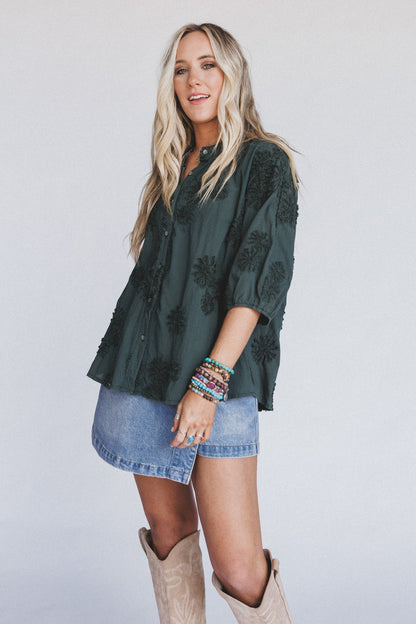 In Bloom Blouse - Dark Green