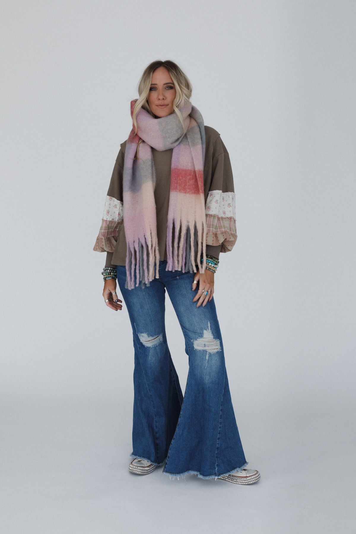 Everest Cozy Plaid Scarf - Pink