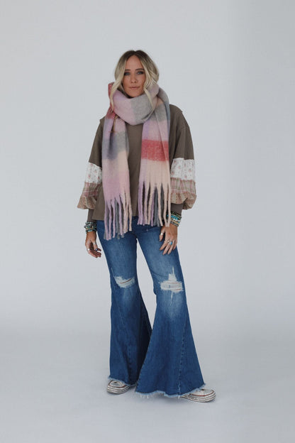 Everest Cozy Plaid Scarf - Pink