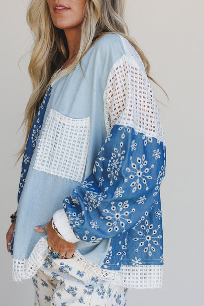 Jess Color Block Top - Blue