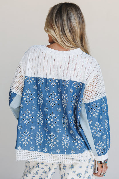 Jess Color Block Top - Blue