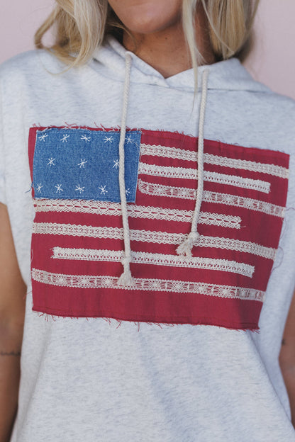 American Dream Hoodie Top - Heather Grey