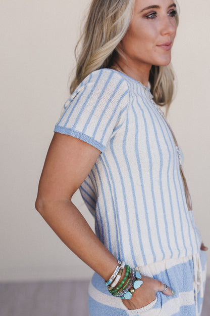 Salt Kissed Striped Top - Ivory Multi