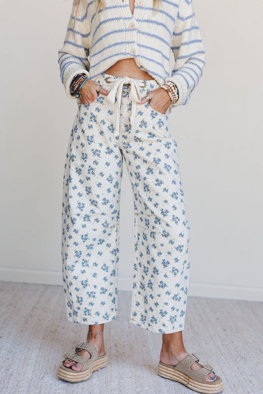 Petal Blue Barrel Leg Pants - Denim