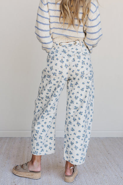 Petal Blue Barrel Leg Pants - Denim