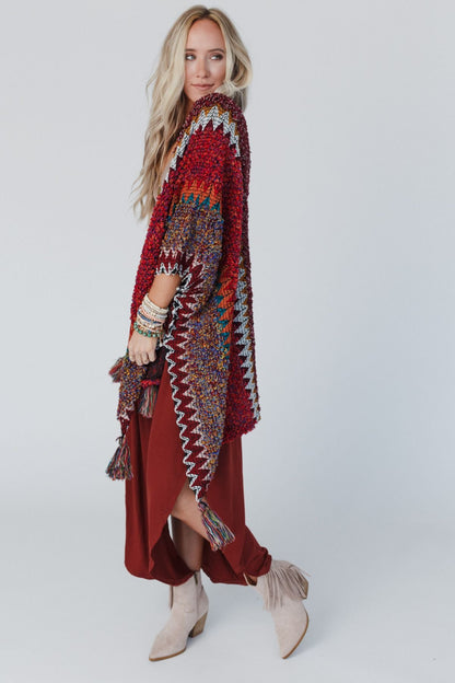 Desert Dreams Crochet Ruana - Maroon