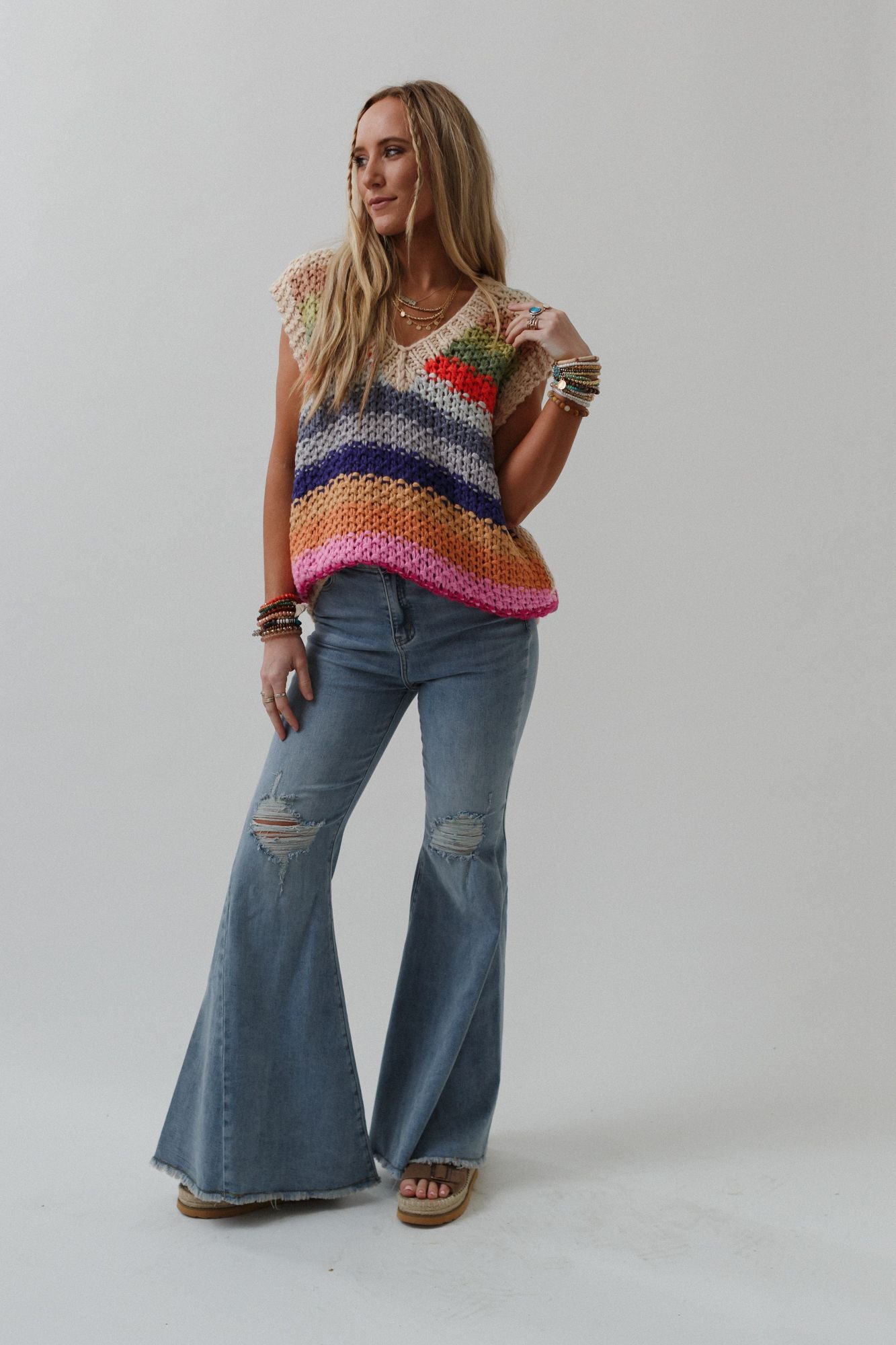 The Nest Indigo Flare Bell Bottom Jean - Light Wash