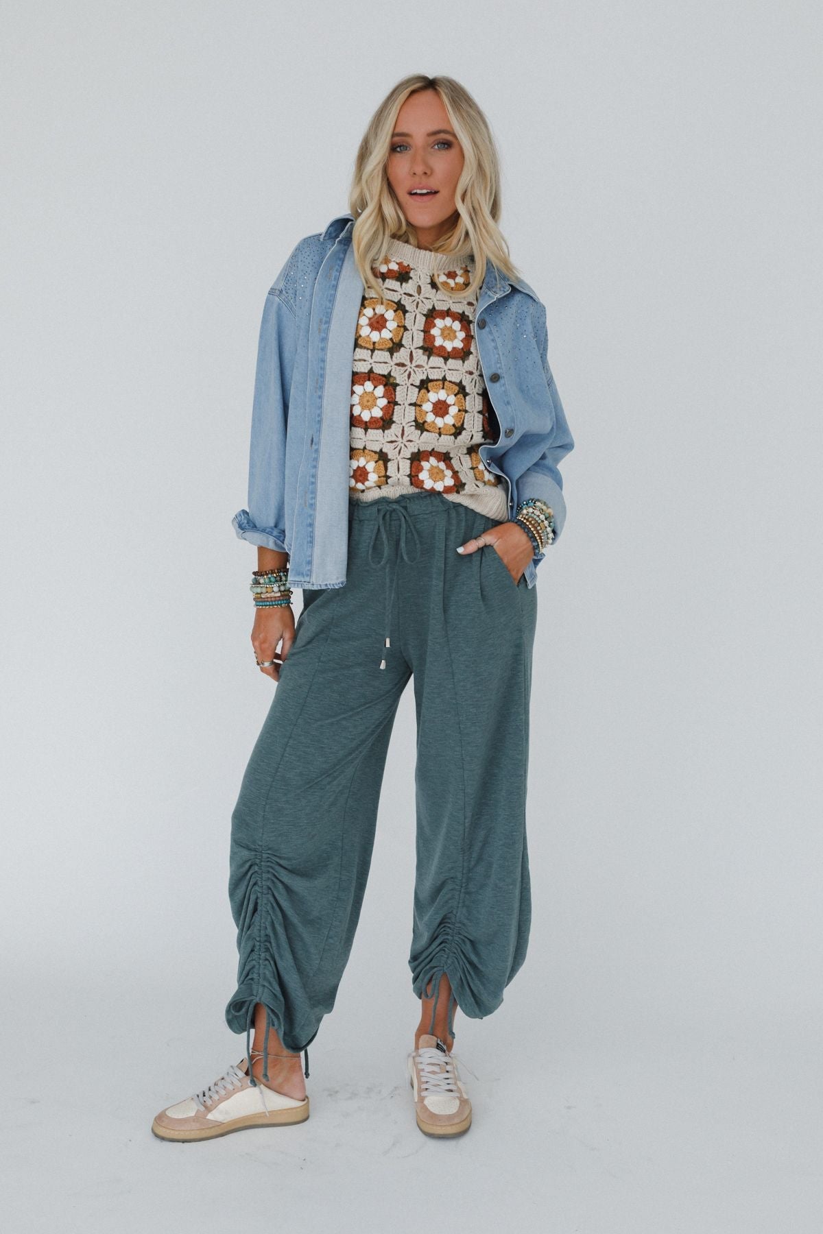 The Nest Solie Cinched Pants - Green Olive
