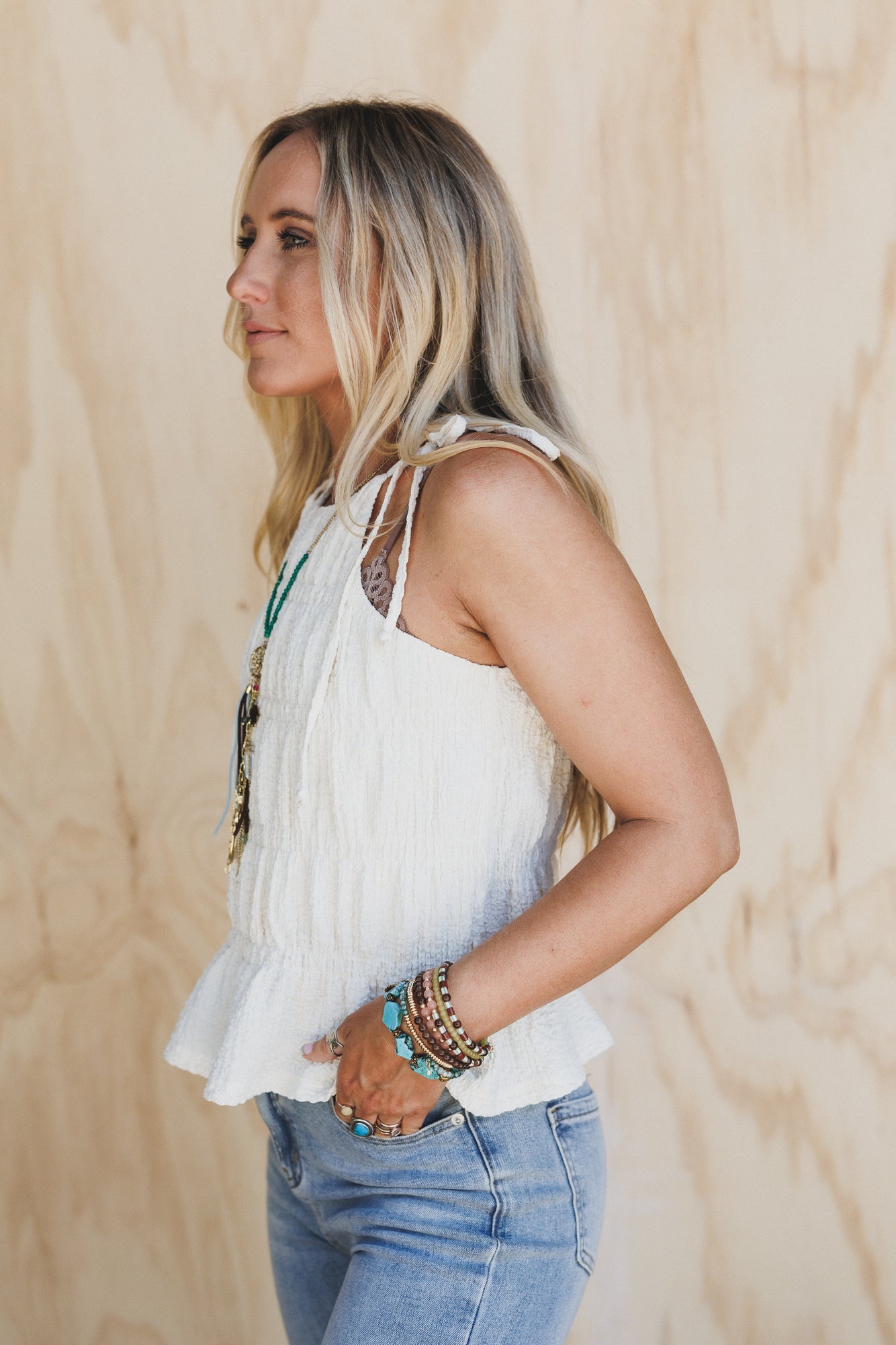 Skylie Tie Halter Top - Ivory