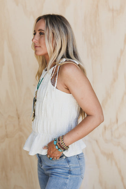 Skylie Tie Halter Top - Ivory