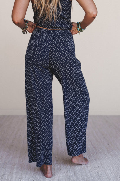 Farmhouse Floral Pants - Navy