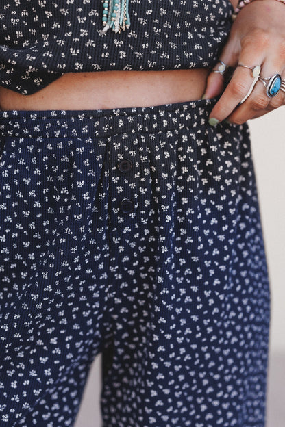 Farmhouse Floral Pants - Navy