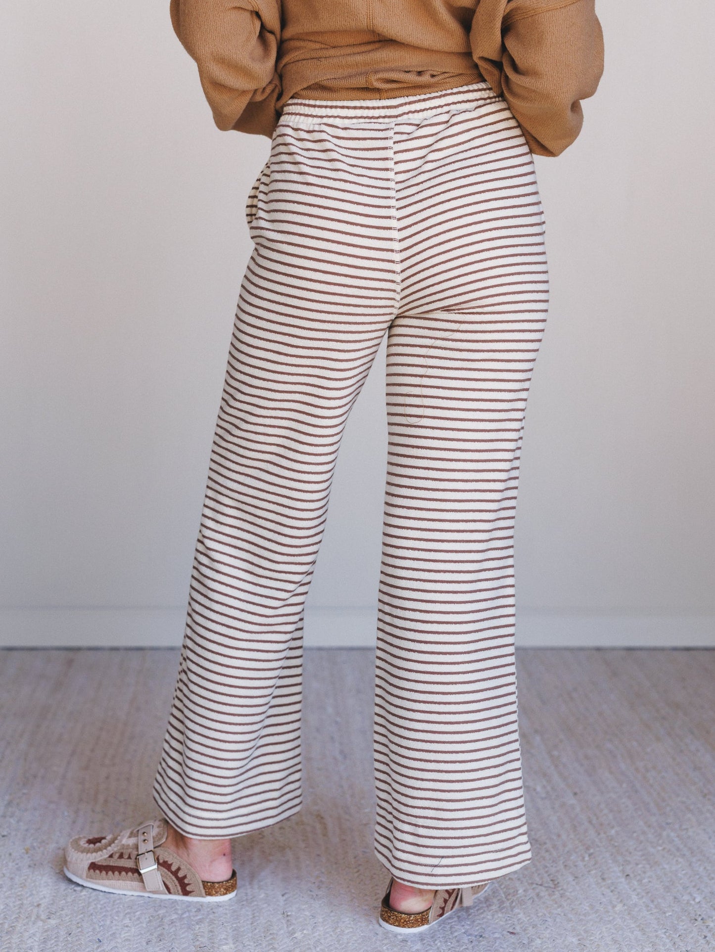 Smooth Sailing Striped Pants - Brown