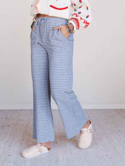 Smooth Sailing Striped Pants - Blue
