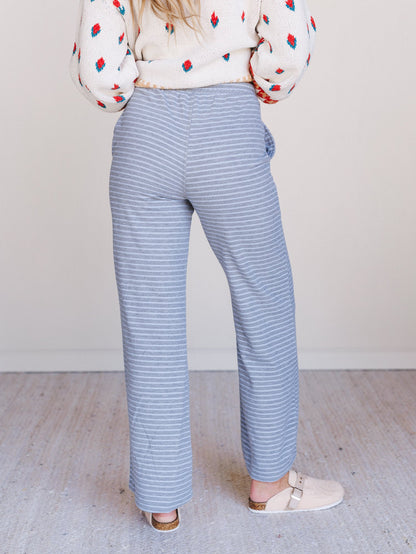 Smooth Sailing Striped Pants - Blue