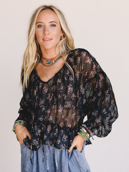 Petal Path Top - Black