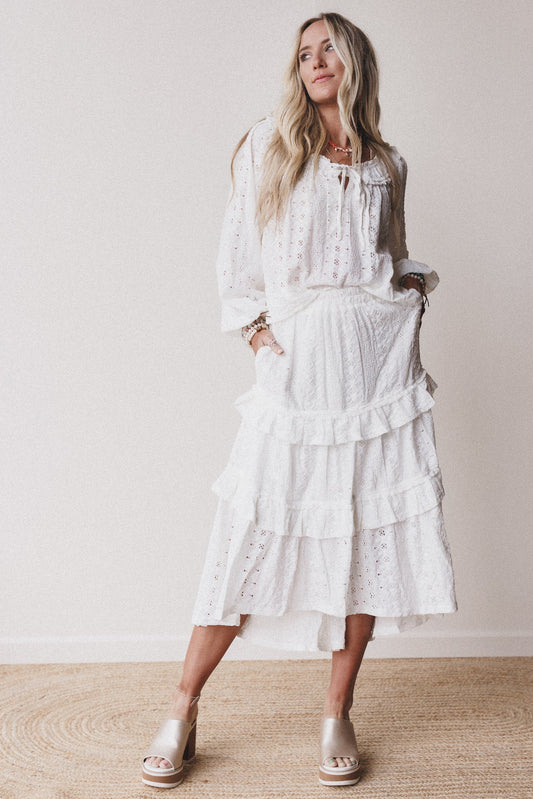 Boho Dreaming Top and Skirt Set - Cream