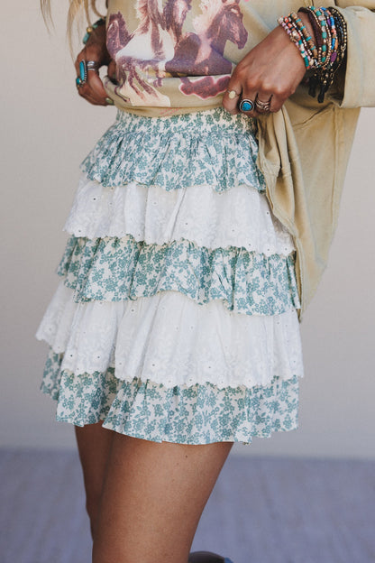 Floral Springs Mini Skort - Sage