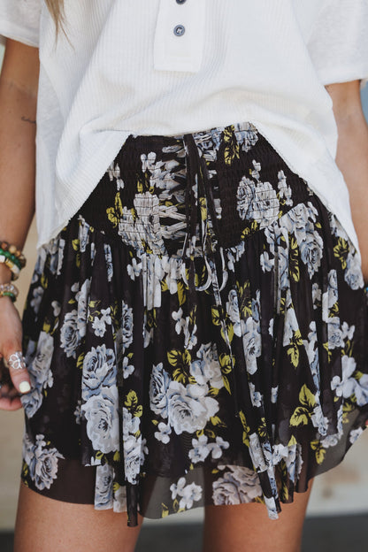 Rodeo Rose Mesh Skirt - Brown