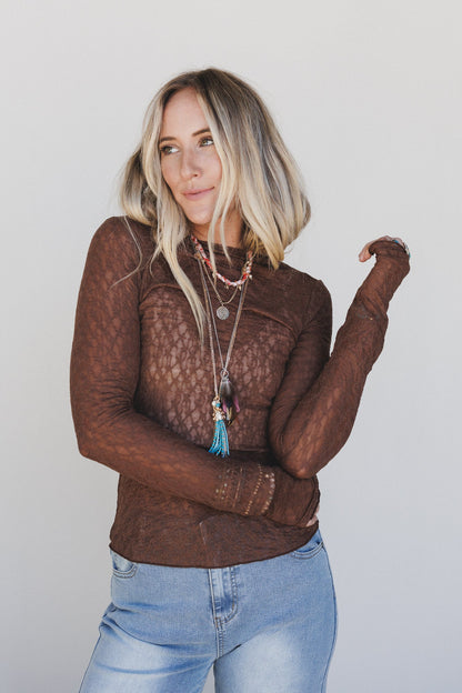 Just For Today Lace Top - Mocha