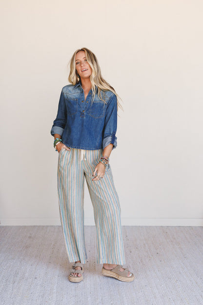 Sunkissed in Stripes Pants - Teal