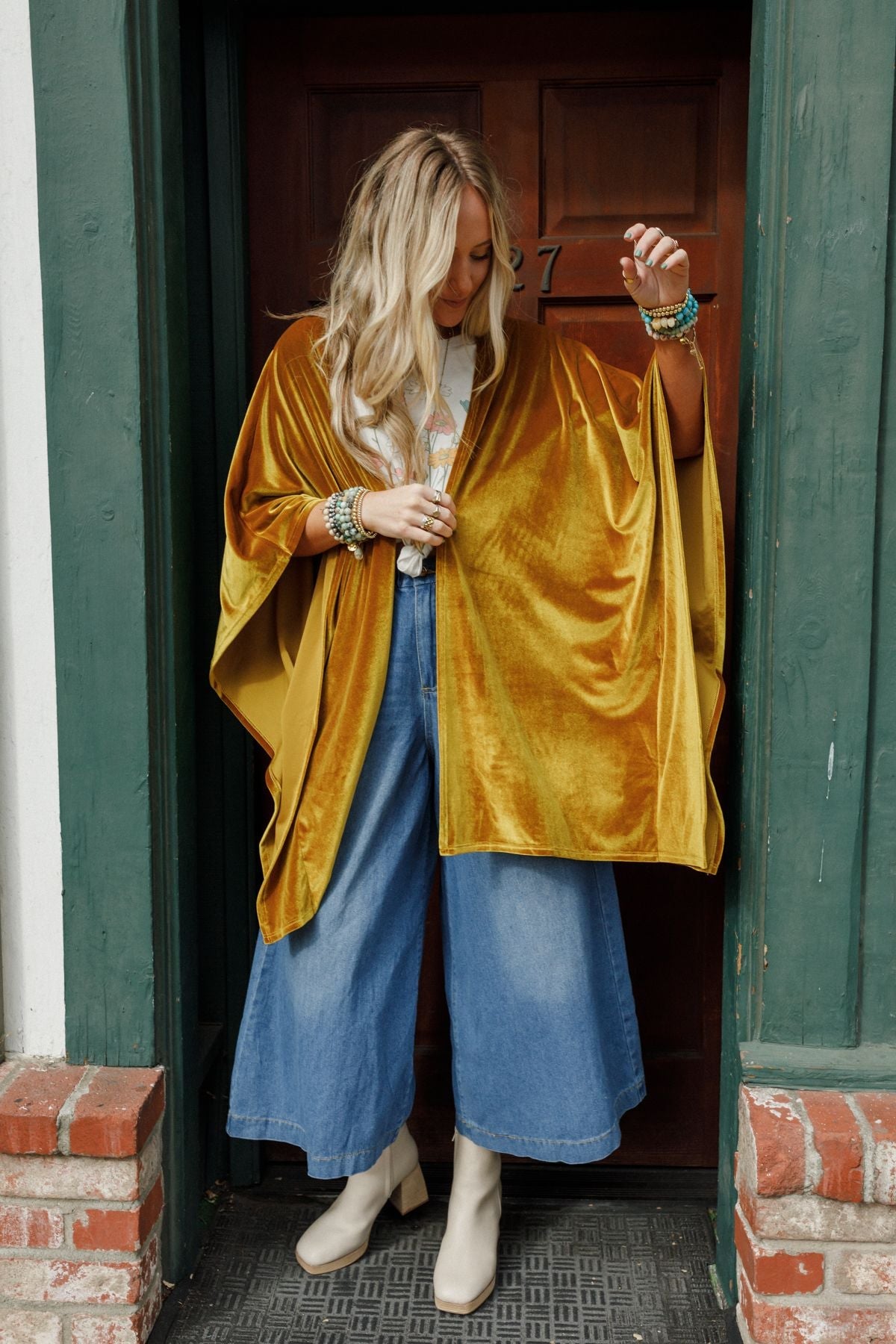 The Nest Savoy Velvet Kimono - Marigold