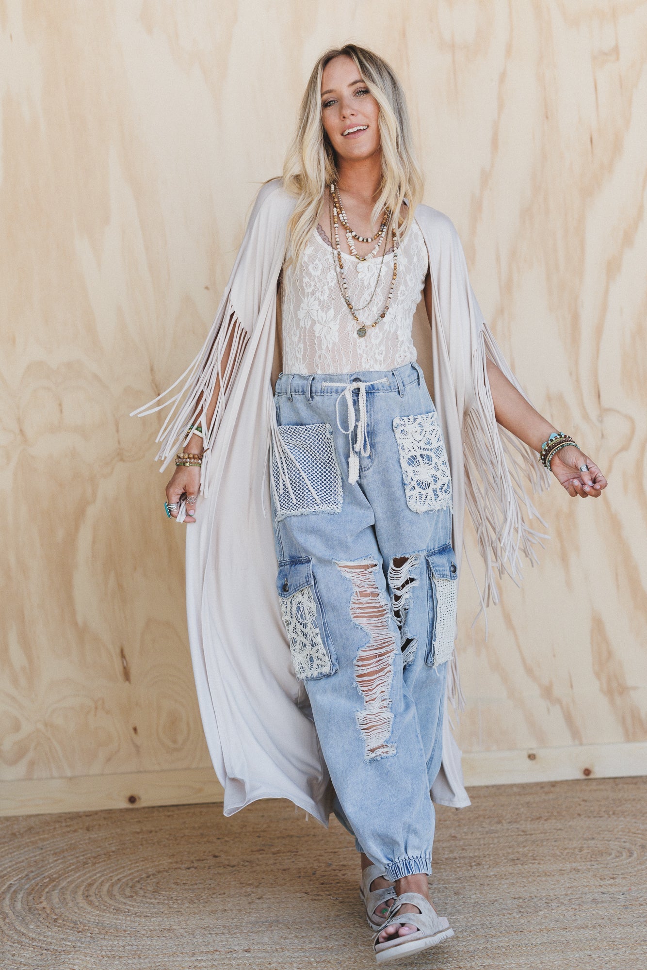 City Sky Distressed Pants - Denim