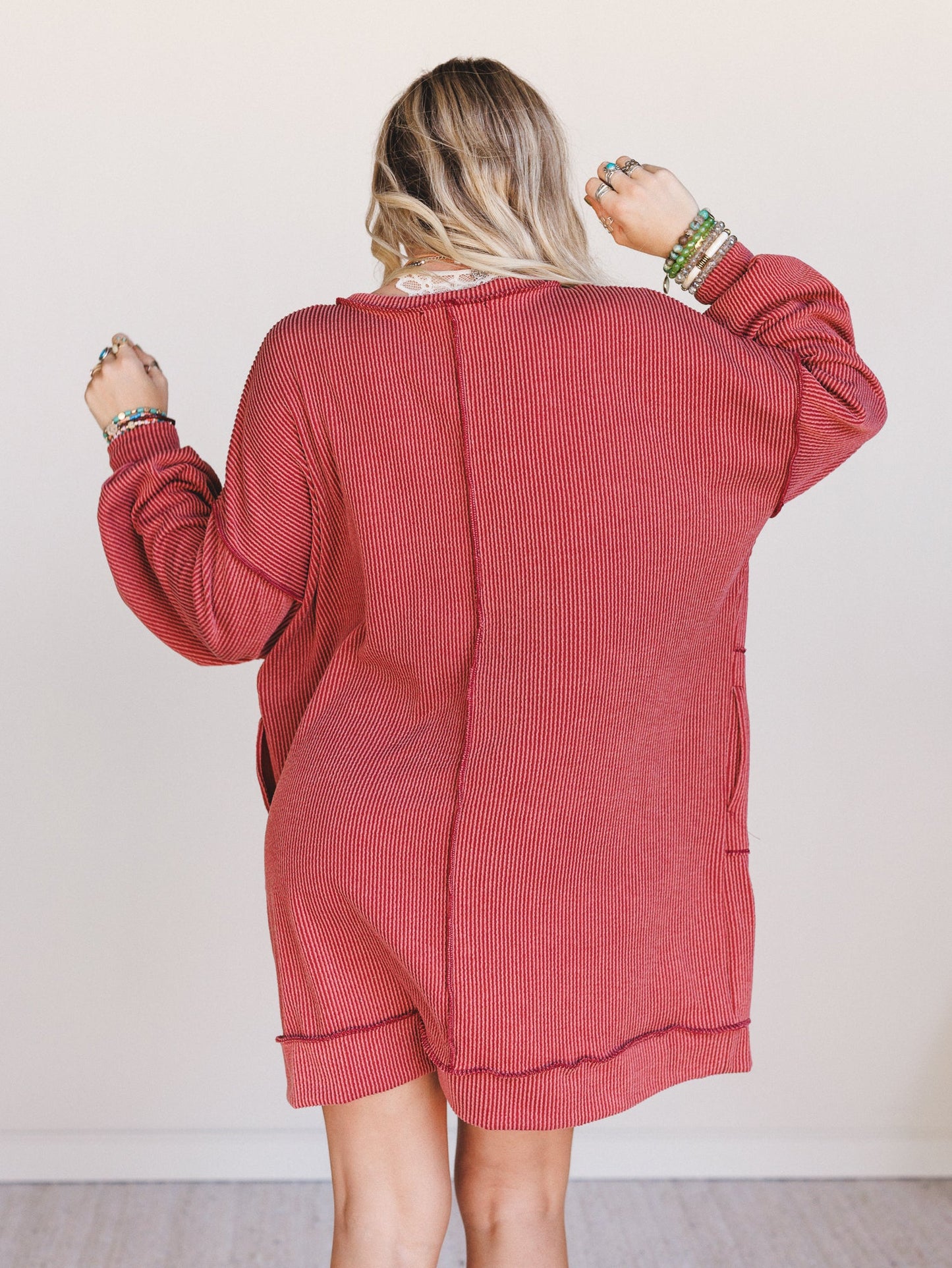 The Nest Moon Glow Long Sleeve Dress - Rust