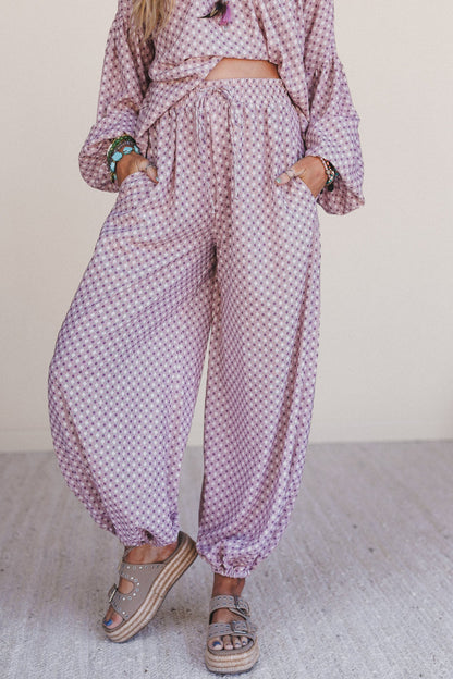 The Nest Mystic Mirage Printed Joggers - Burgundy