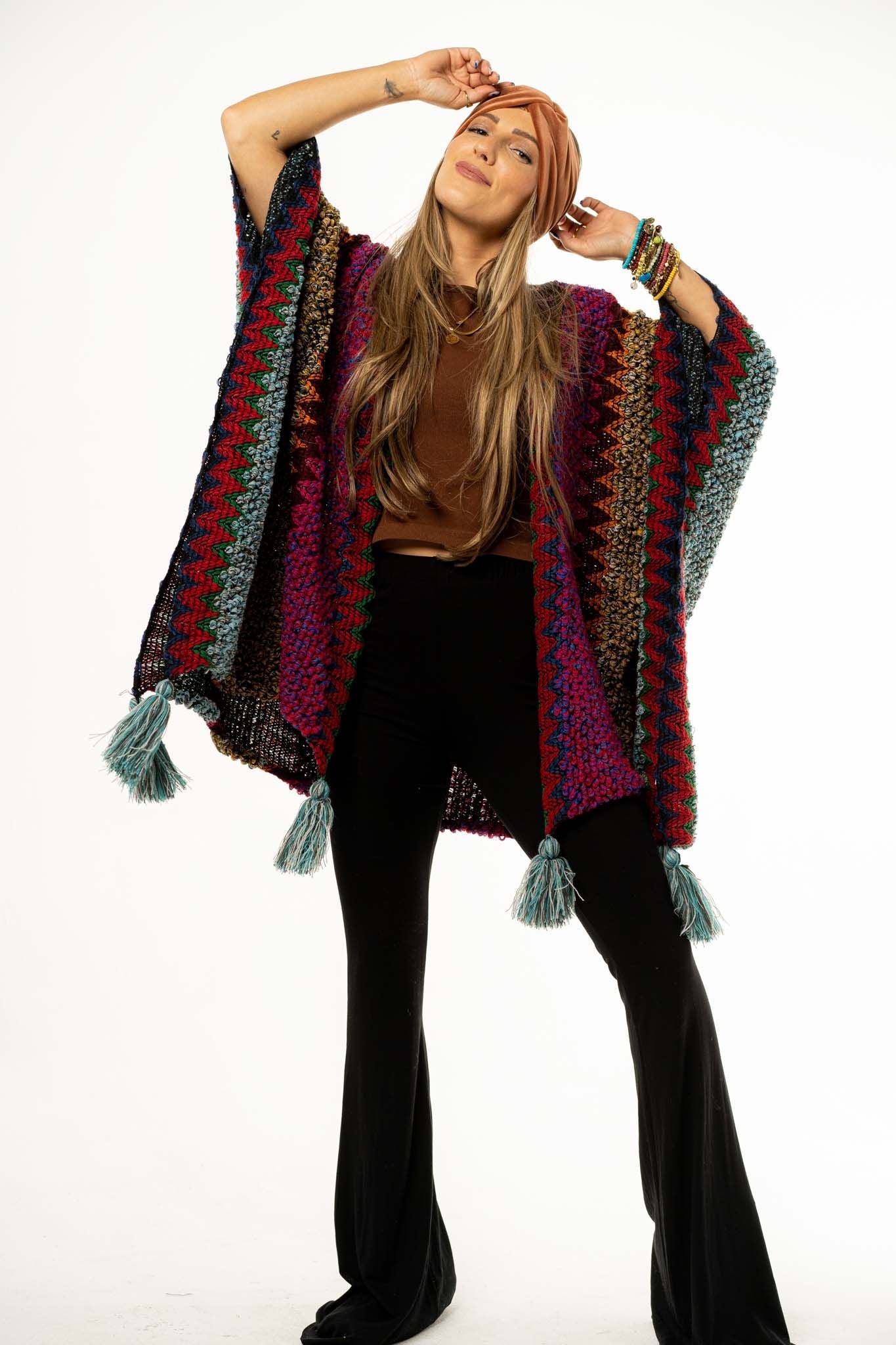 Desert Dreams Crochet Ruana - Magenta