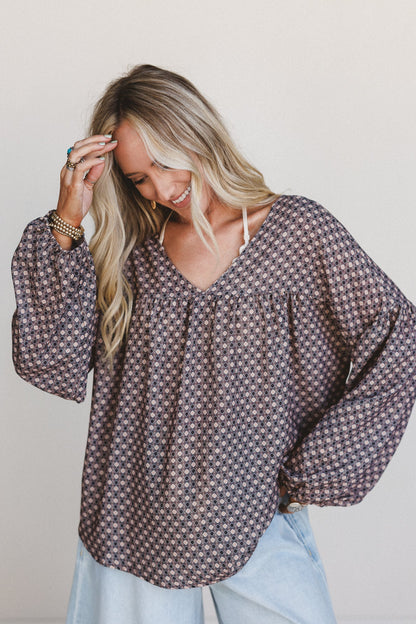 The Nest Kendrix Printed Top - Black