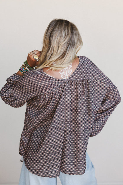 The Nest Kendrix Printed Top - Black