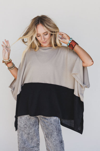 The Nest Lucky Shadow Top - Taupe Black